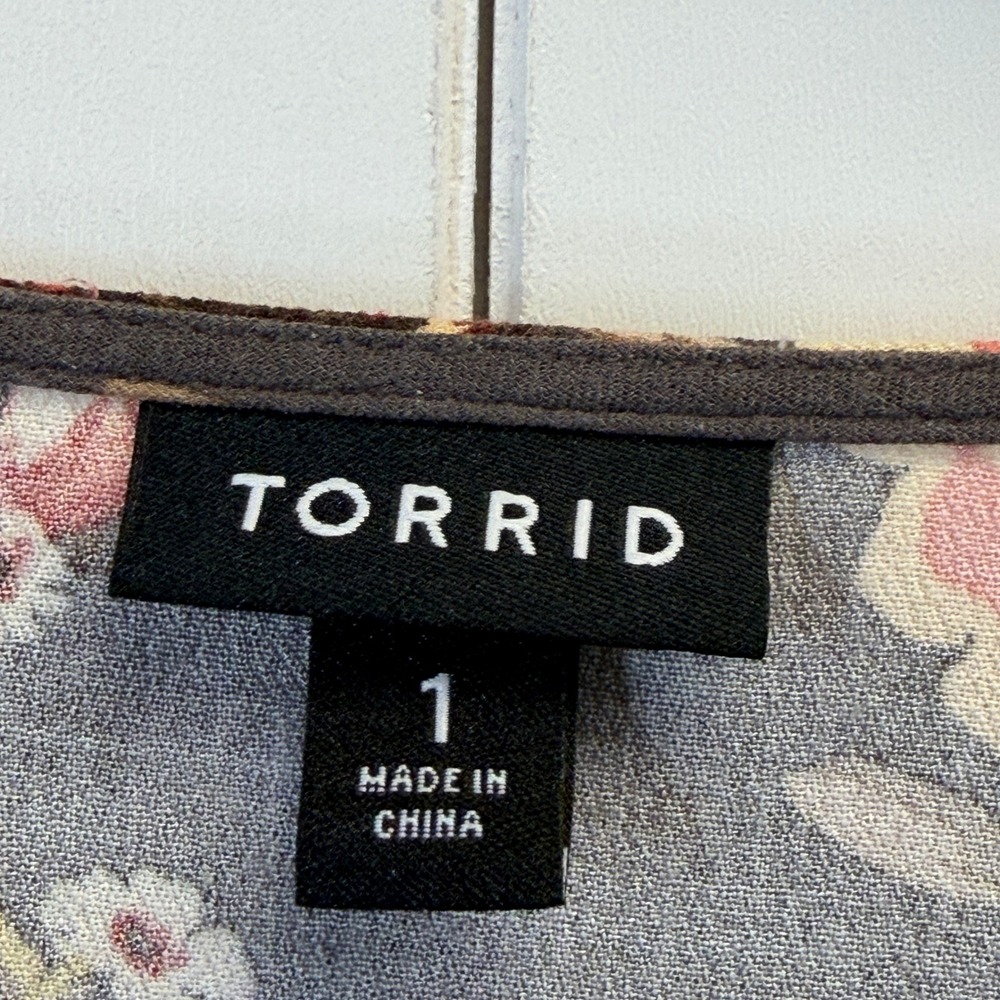 Torrid Boho Floral Babydoll Peplum Blouse Womens Size 1X Cottage Peasant Prairie - Picture 3 of 10